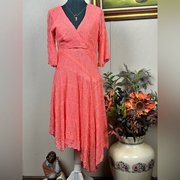 Rabbit Rabbit Rabbit Peach Asymmetrical Dress Size 10P - Picture 1 of 10